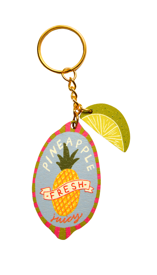 Pineapple sticker charm keychain