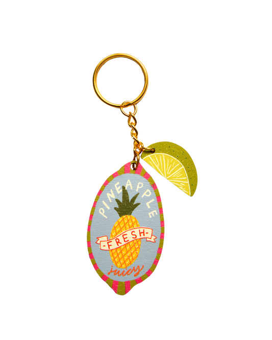 Pineapple sticker charm keychain