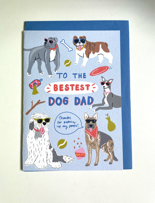 SECONDS Bestest Dog Dad Card- Blue