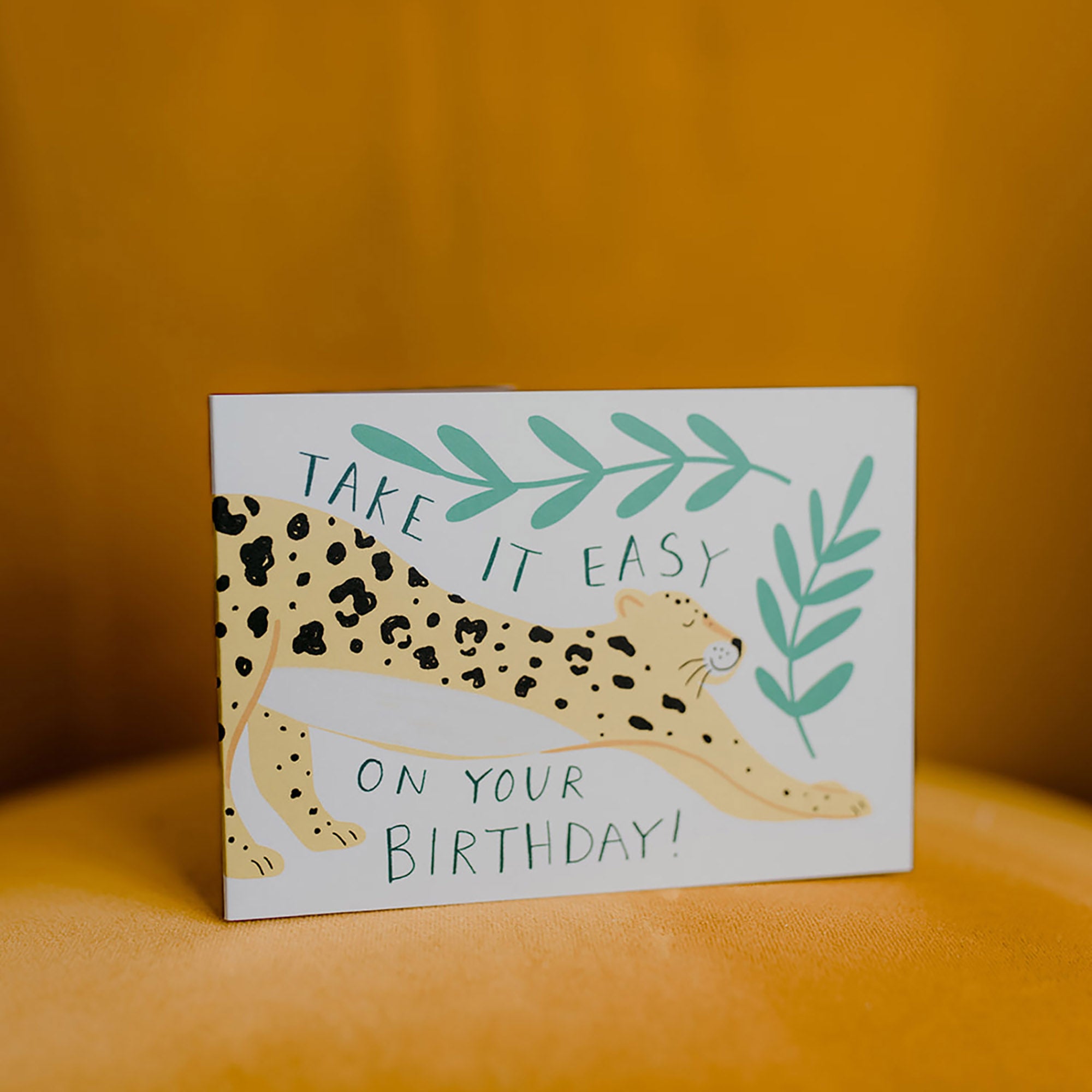 Take it Easy- Leopard Birthday card – Laura Barnes Shop