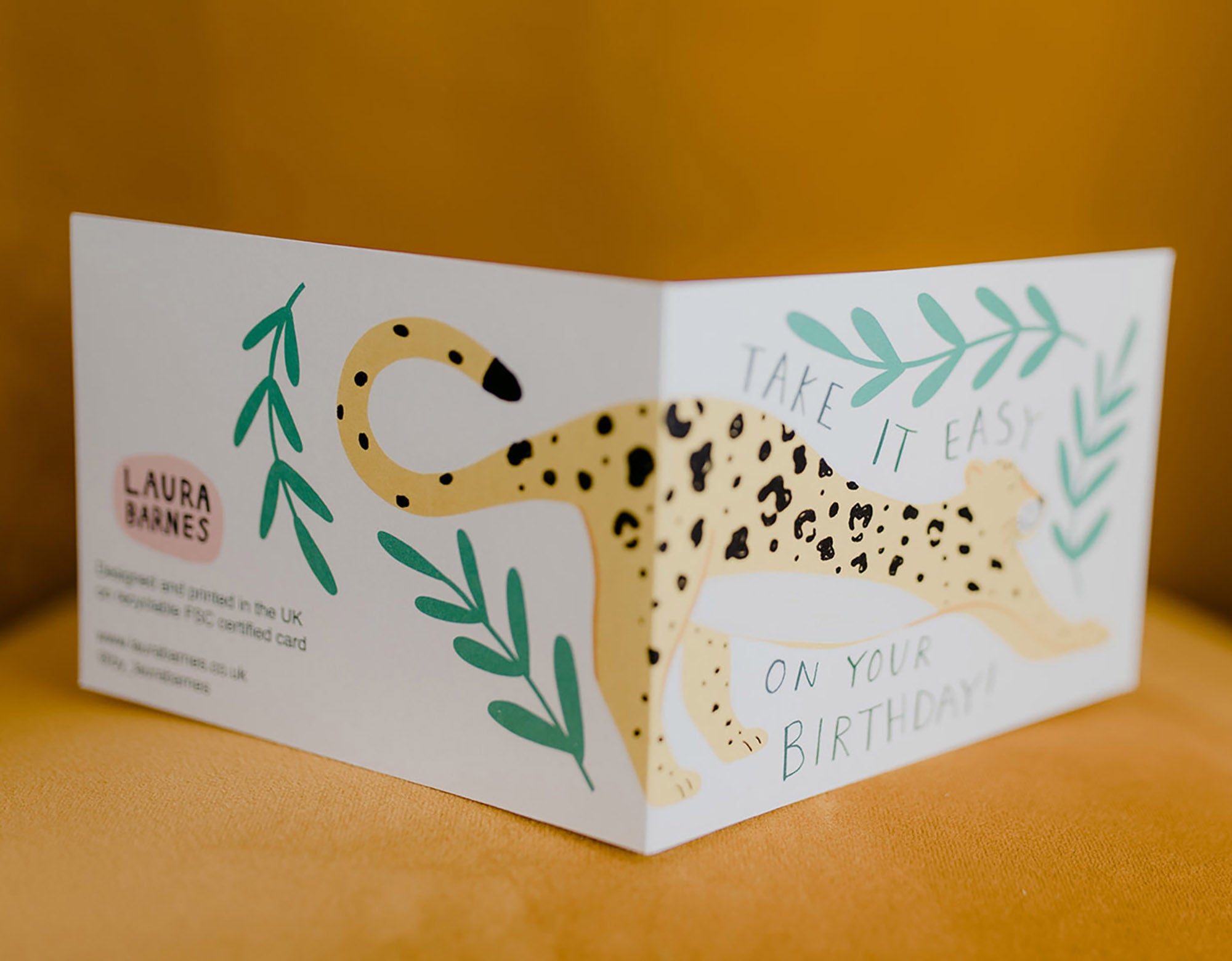 Take it Easy- Leopard Birthday card – Laura Barnes Shop