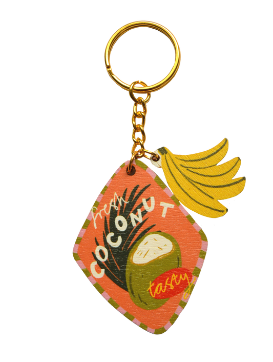 Coconut sticker charm keychain