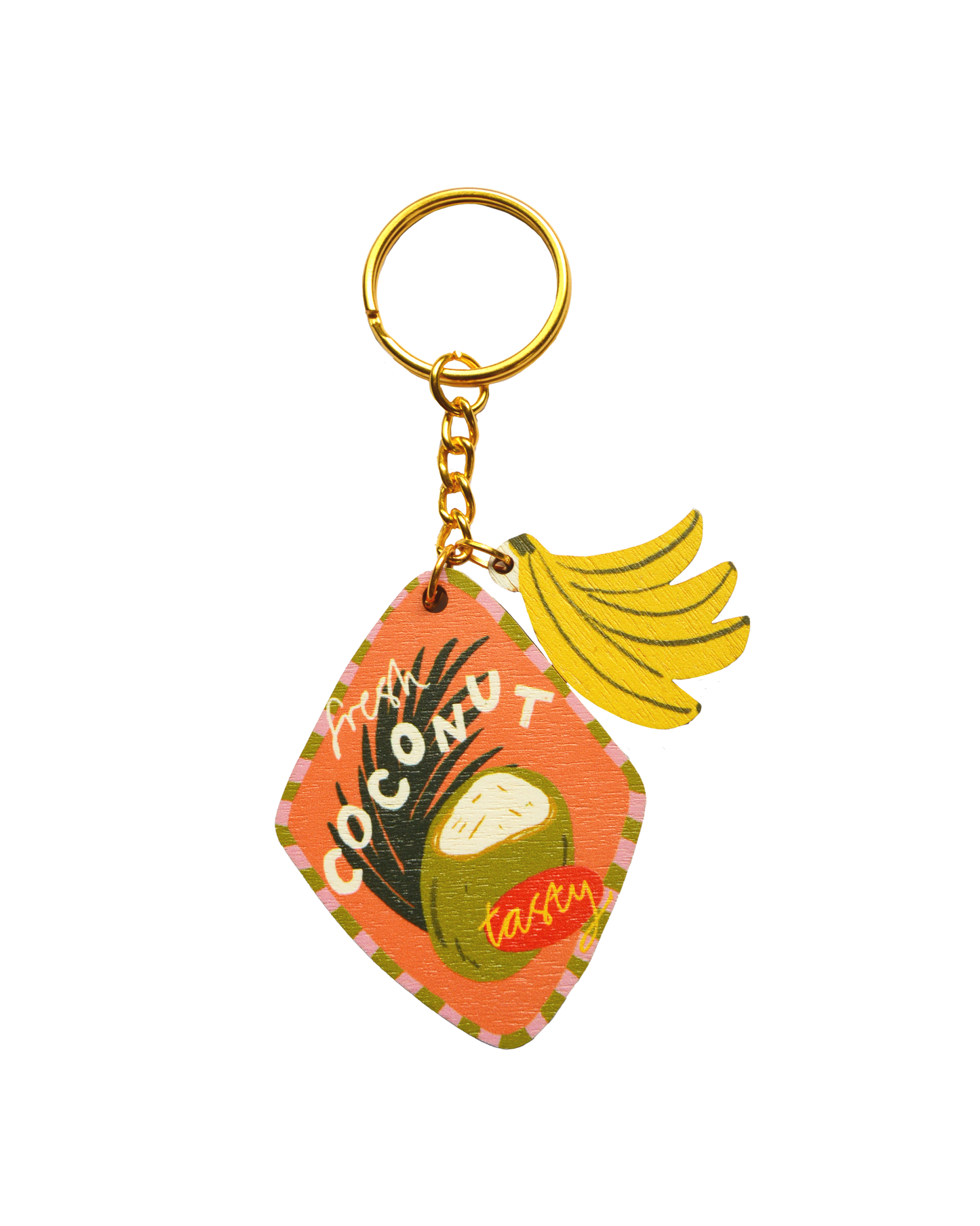 Coconut sticker charm keychain