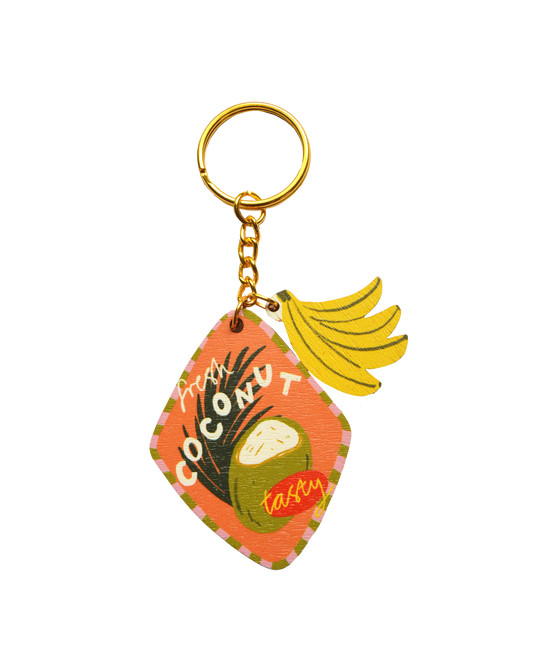 Coconut sticker charm keychain