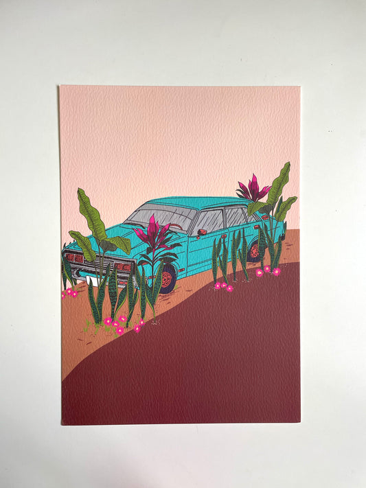 SECONDS Desert Car Print A4 Size