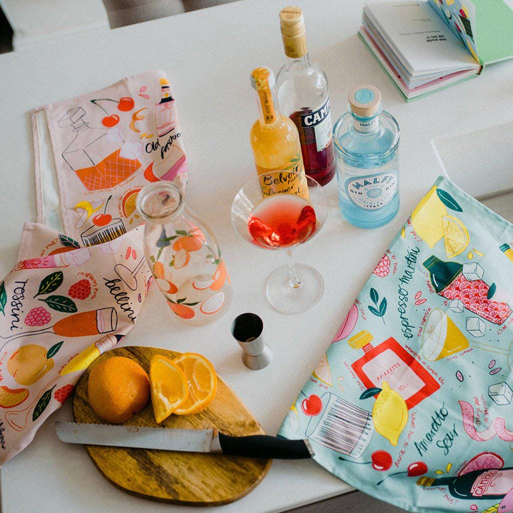 Pink Cocktail Party Organic Cotton Tea Towel