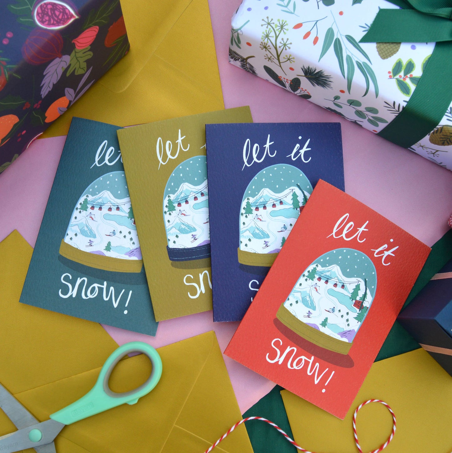 Lot de cartes de Noël Let It Snow (4 cartes)