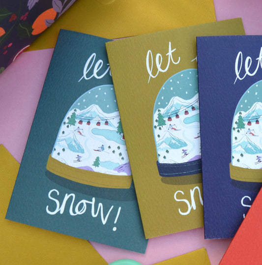 Carte de Noël « Let it Snow » bleu sarcelle