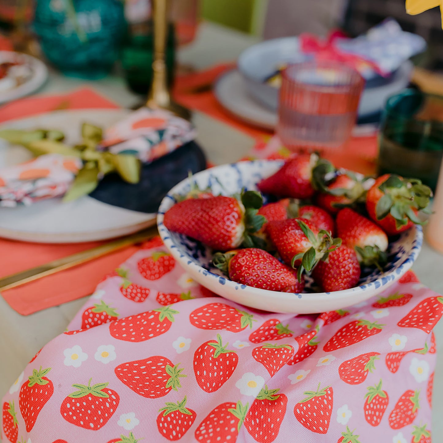 Torchon en coton bio Sweet Strawberry