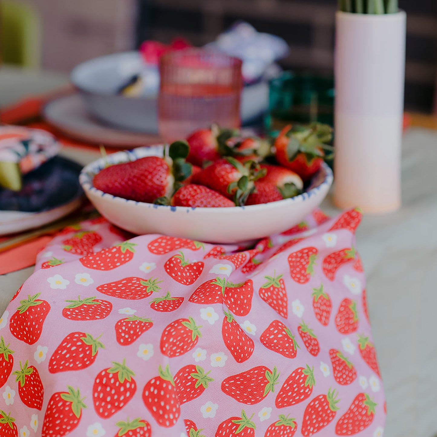 Torchon en coton bio Sweet Strawberry