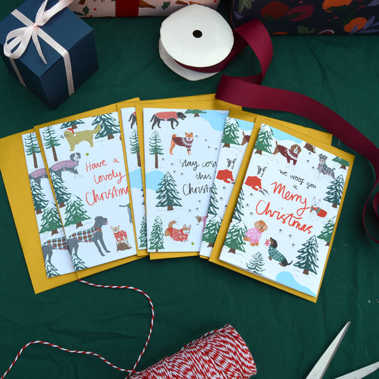 Lot de 6 cartes de Noël Pawfect au format A6