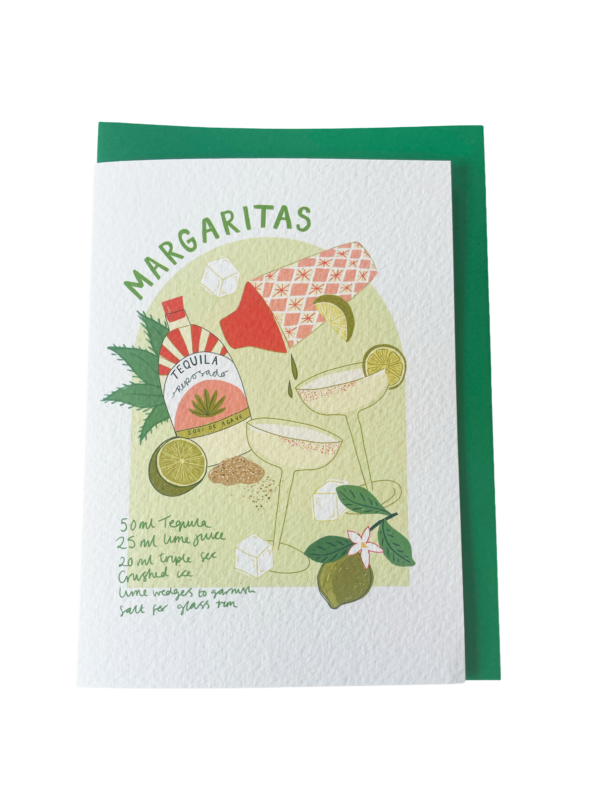 Margaritas Cocktail Recipe Greetings Card