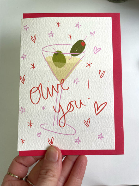 SECONDS Olive You Martini Card