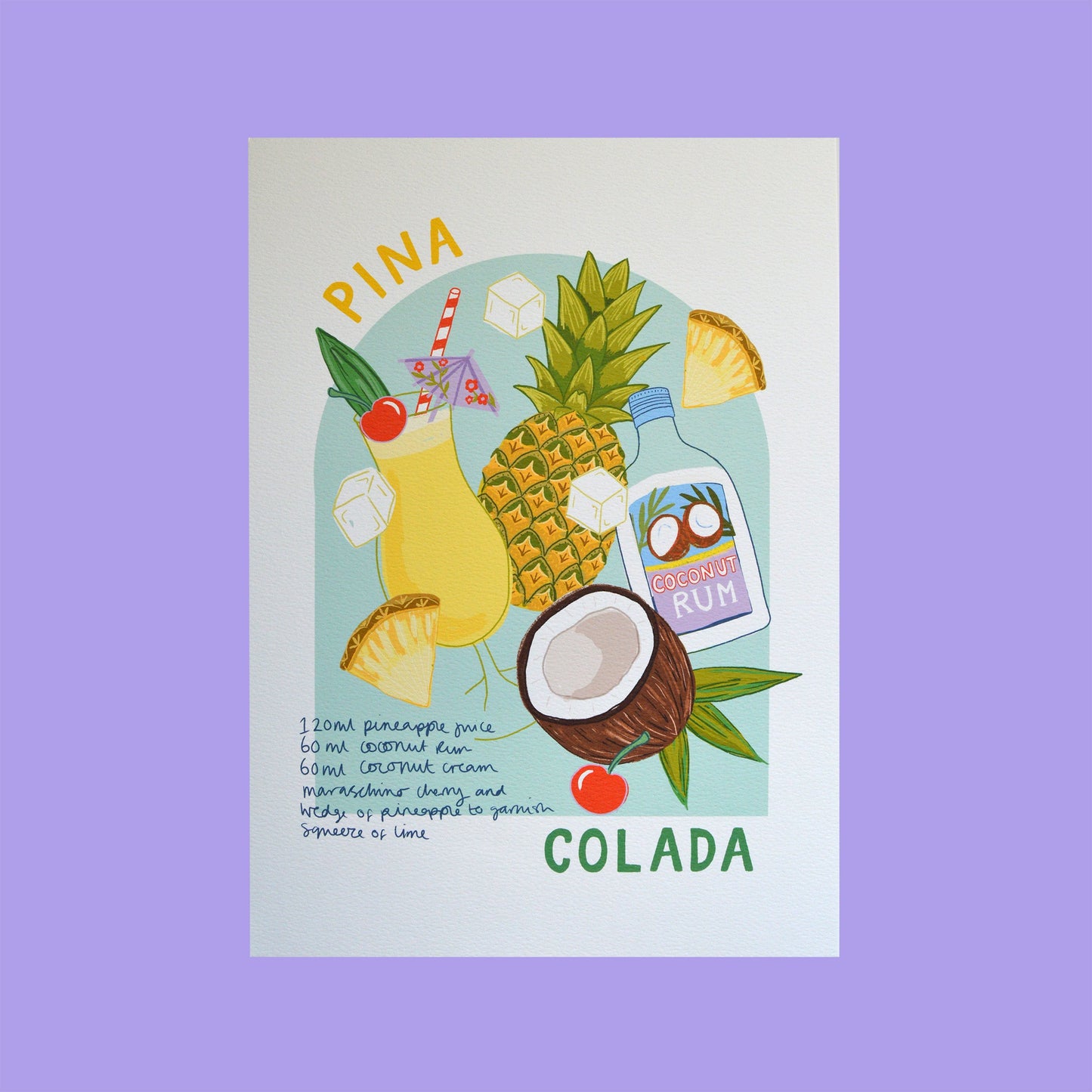 Impresión artística de cóctel de piña colada