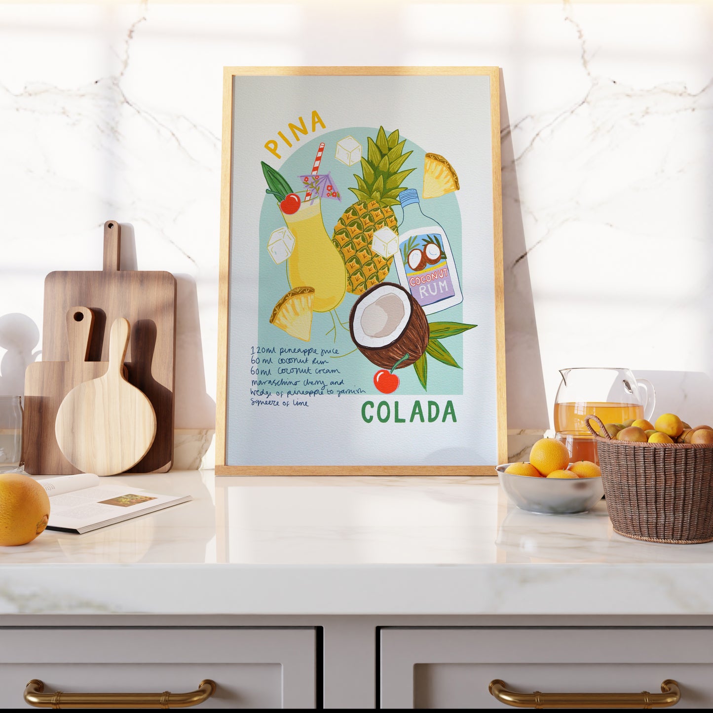 Impresión artística de cóctel de piña colada