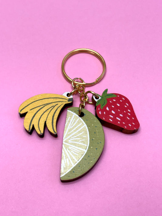 SAMPLE Large Lime Fruit Trio Keyring