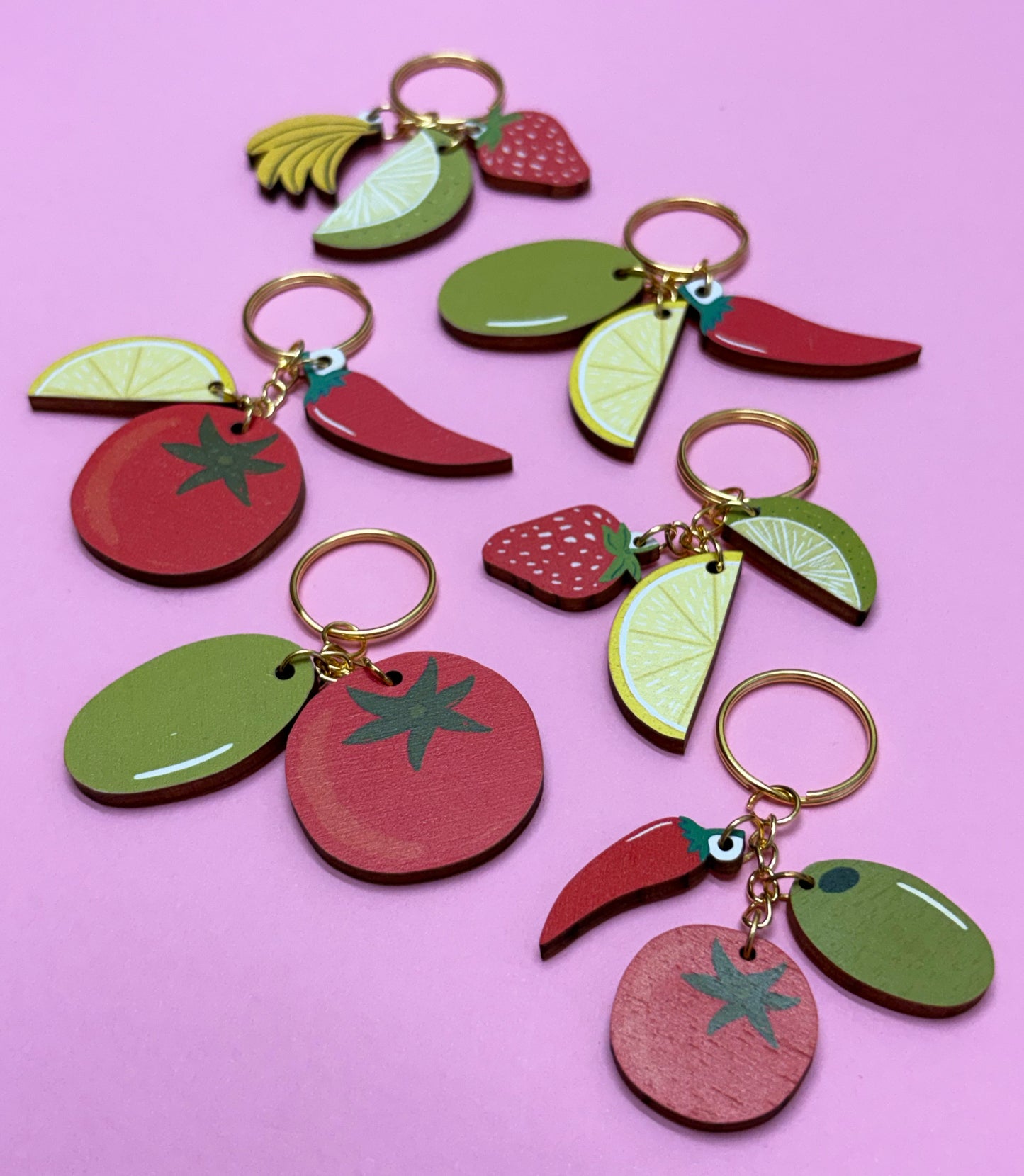 SAMPLE Large Lime Fruit Trio Keyring