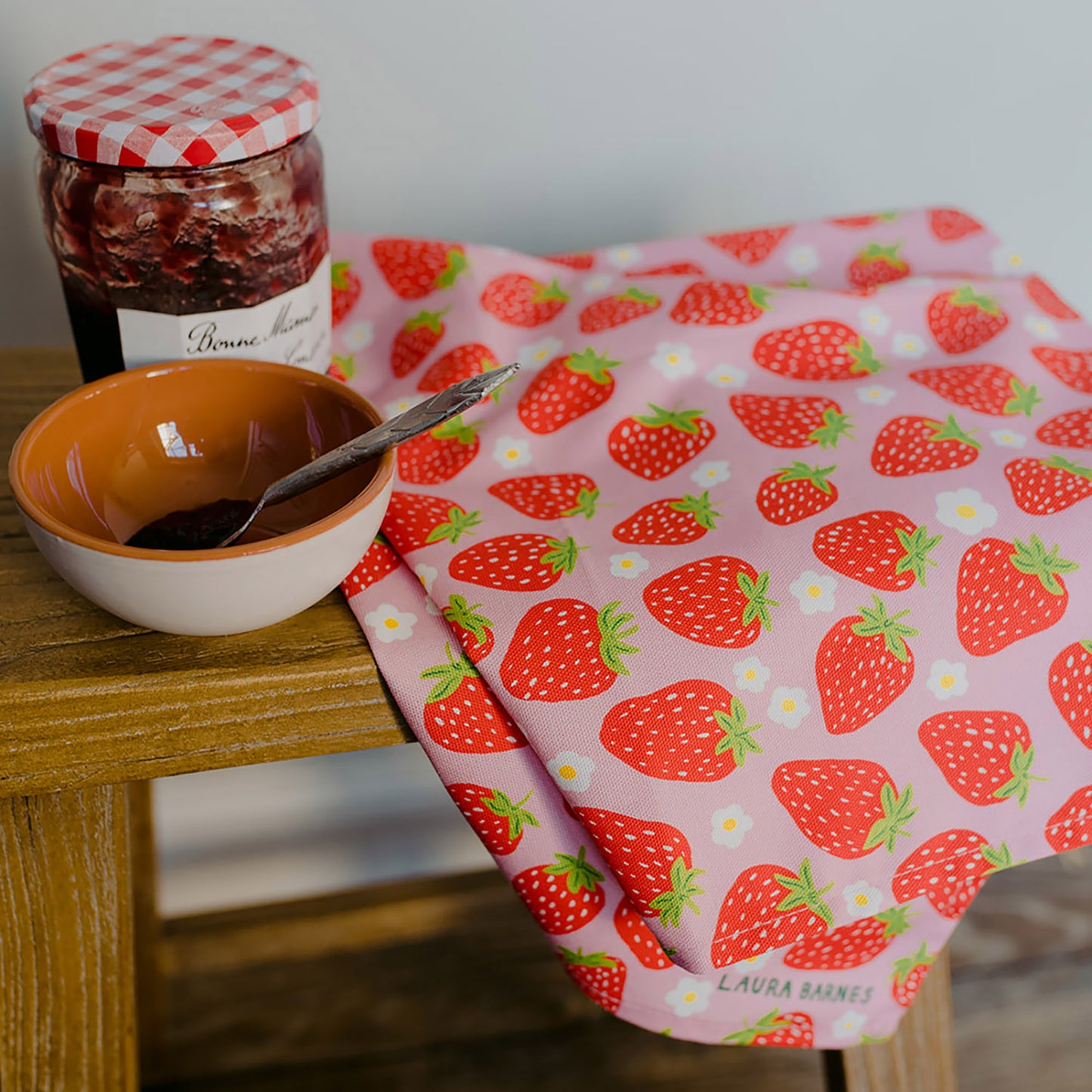 Torchon en coton bio Sweet Strawberry