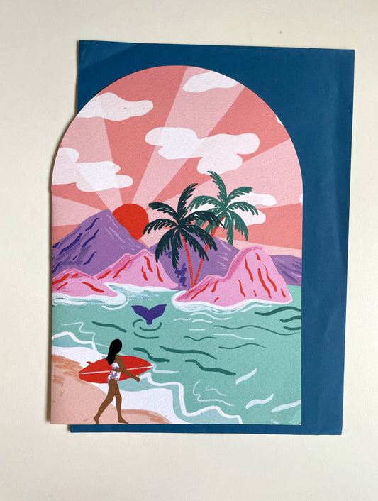 SECONDS Surfer Girl Mountains Arched Arched A5 Card
