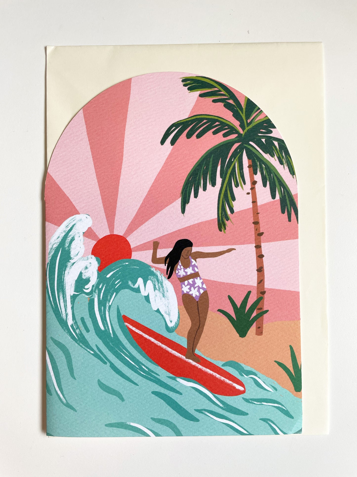 SECONDS Surfer Girl Wave Arched A5 Card