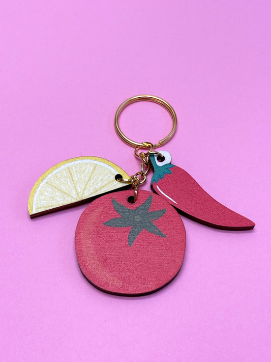 SAMPLE Tomato, chilli, Lemon Keyring