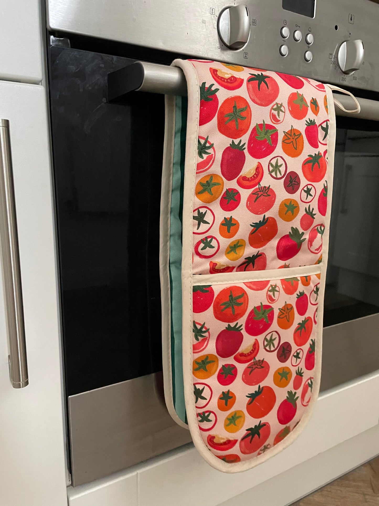 Gants de cuisine en coton biologique à motifs de légumes verts