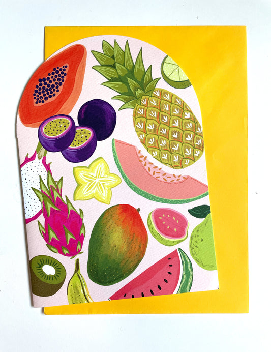SECONDS Tropical Fruit Arched A5 Card
